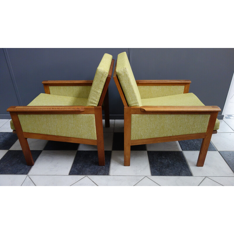 Paar vintage fauteuils in grijze stof van Illum Wikkelso voor Niels Eilersen, Denemarken 1960