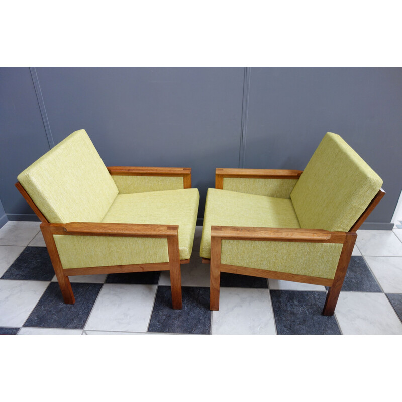 Pair of vintage armchairs in gray fabric by Illum Wikkelso for Niels Eilersen, Denmark 1960s