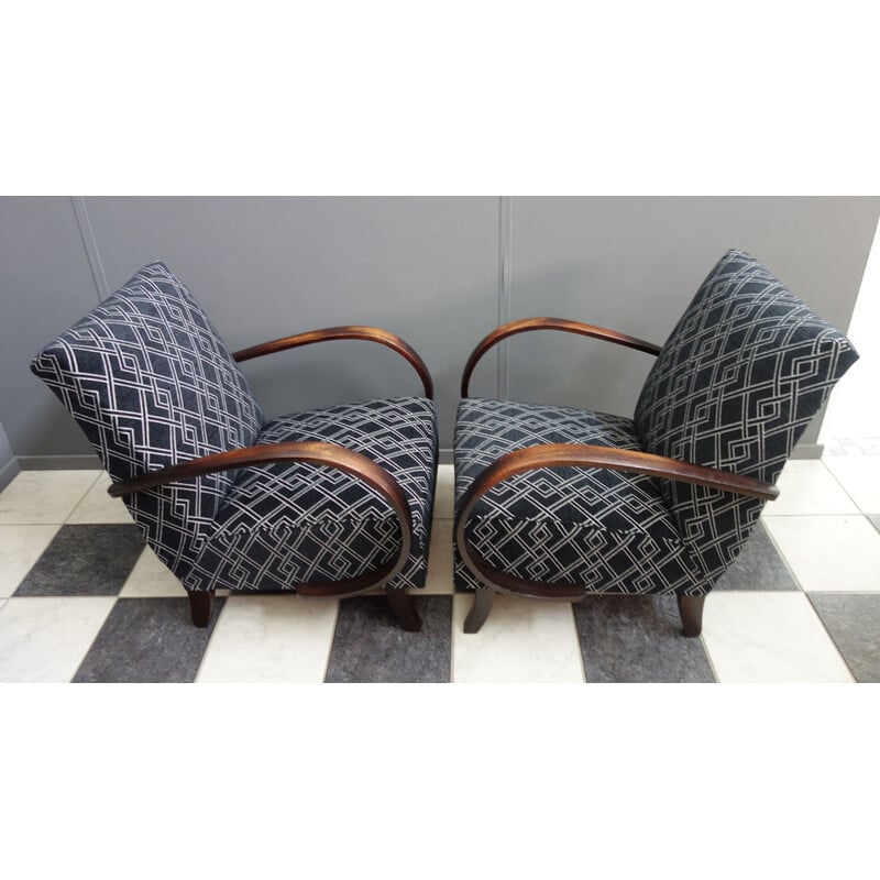 Paar Vintage-Sessel Modell H227 von Jindrich Halabala