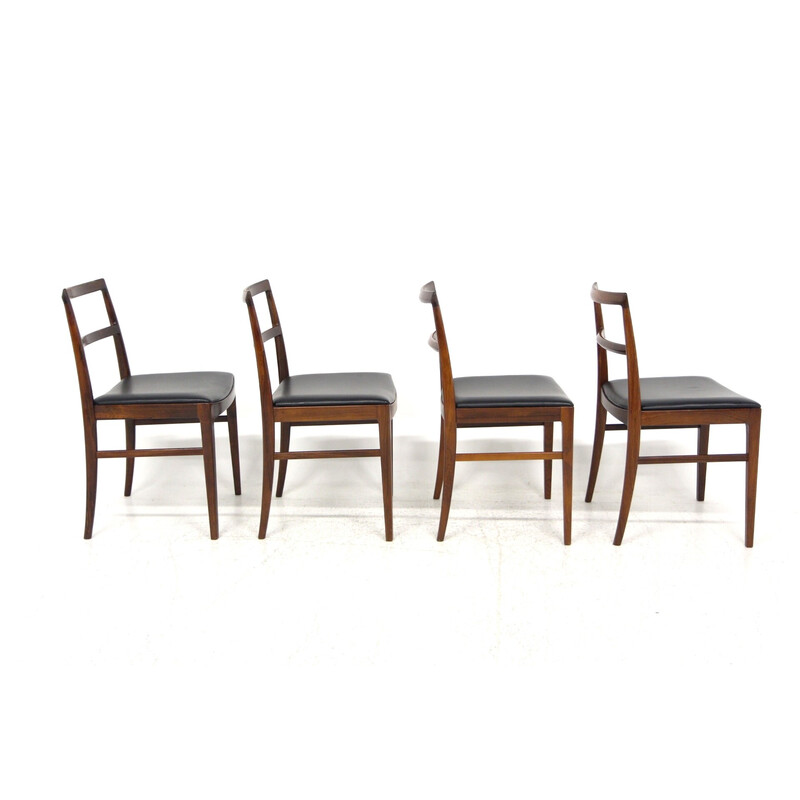 Conjunto de 4 cadeiras de couro escandinavas vintage de Arne Vodder para Pv Vamo Sønderborg, Dinamarca 1960