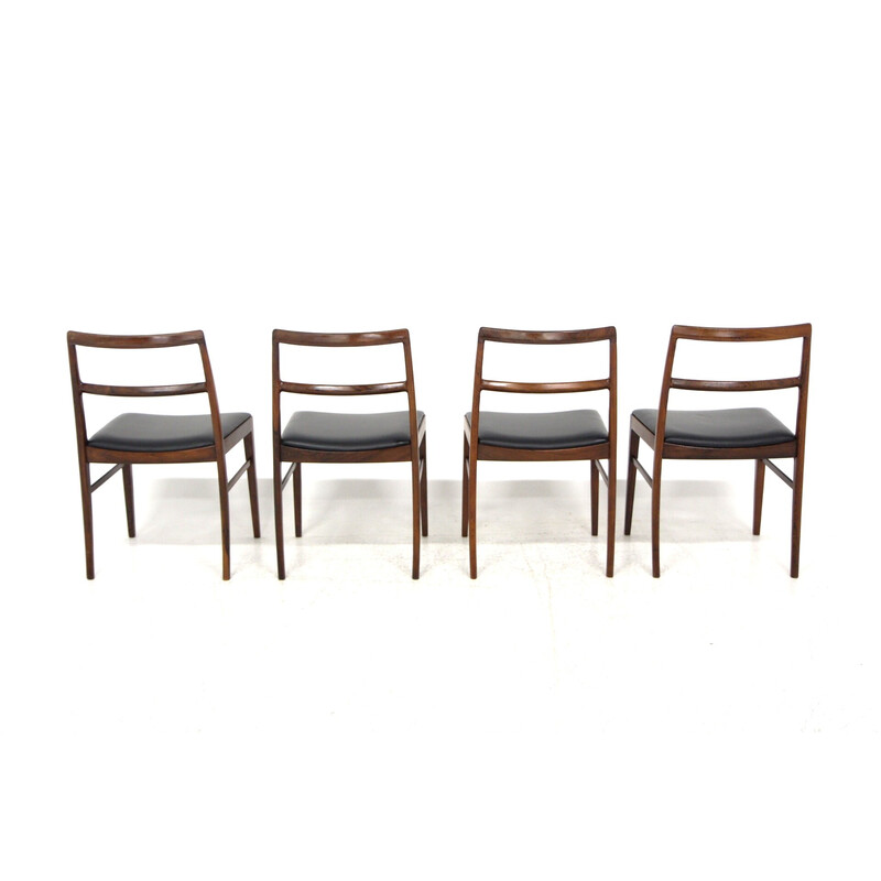 Set di 4 sedie scandinave vintage in pelle di Arne Vodder per Pv Vamo Sønderborg, Danimarca 1960