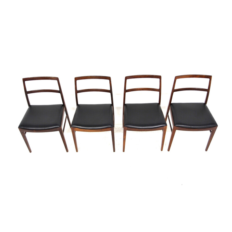 Conjunto de 4 cadeiras de couro escandinavas vintage de Arne Vodder para Pv Vamo Sønderborg, Dinamarca 1960