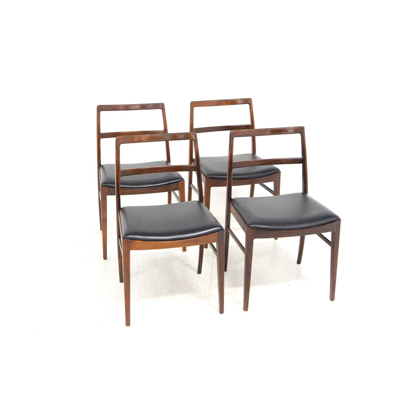 Lot de 4 chaises scandinave vintage en cuir par Arne Vodder pour Pv Vamo Sønderborg, Danemark 1960