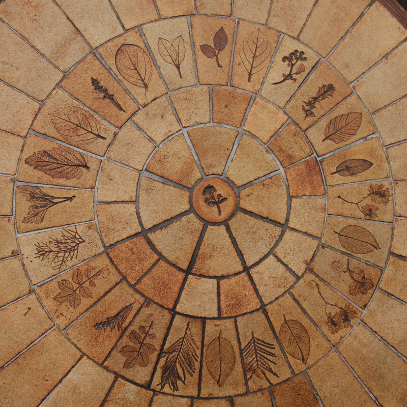 Vintage Herbier coffee table in ceramic and wood by Roger Capron