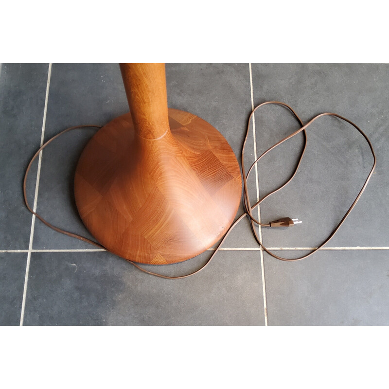 Vintage floor lamp in solid wood and pleated paper, Denmark 1970s