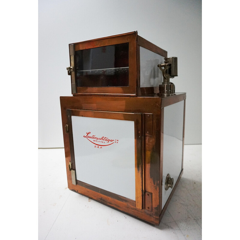 Vintage Steampunk copper and ceramic medical sterilization cabinet, Germany 1900s