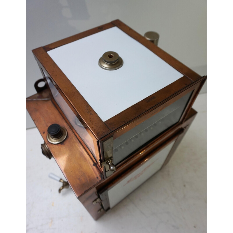 Vintage Steampunk copper and ceramic medical sterilization cabinet, Germany 1900s