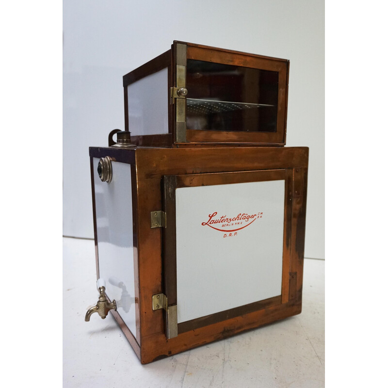 Vintage Steampunk copper and ceramic medical sterilization cabinet, Germany 1900s