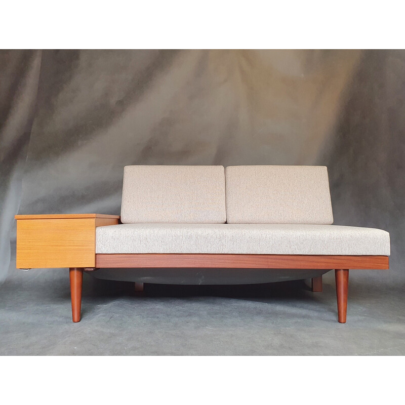 Vintage slaapbank "Svanette" in teak en beige stof van Ingmar Relling voor Ekornes Svane, Noorwegen 1960