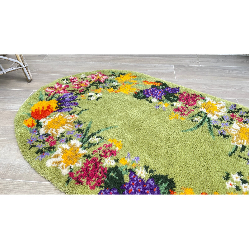 Vintage oval wool rug, 1970s