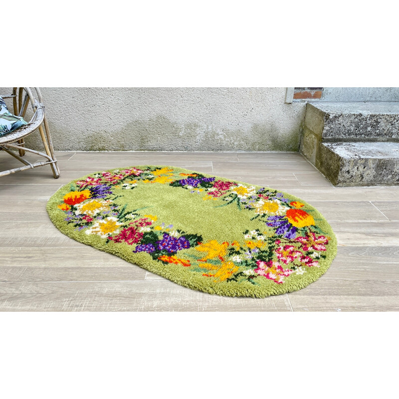 Vintage oval wool rug, 1970s