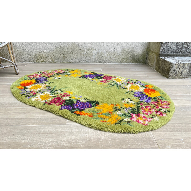 Tapis ovale vintage en laine, 1970