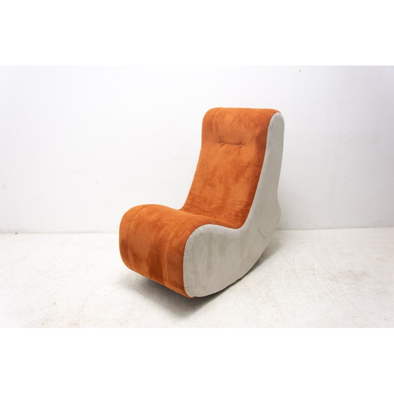 Vintage foam and fabric rocking chair, Czechoslovakia 1980s