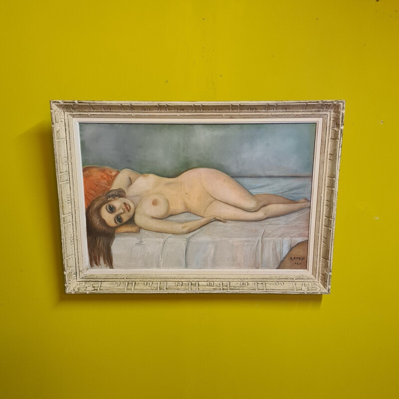 Vintage-Gemälde Nackte Frau von G. Caride, 1968er Jahre