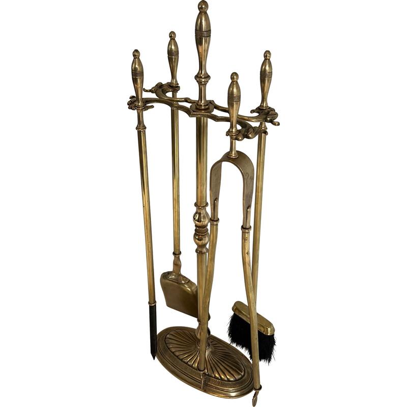 Vintage brass fire set, 1940