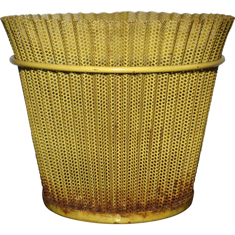 Vintage pot cover in yellow rigitulle by Mathieu Matégot, France 1953s