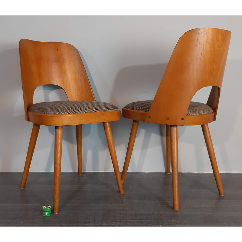 Set van 8 vintage Ton 515 stoelen van Oswald Haertdl, 1955