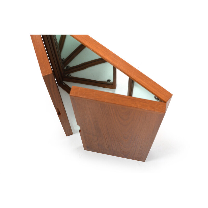 Vintage three-leaf teak mirror by Peter Hvidt and Orla Mølgaard, 1950s