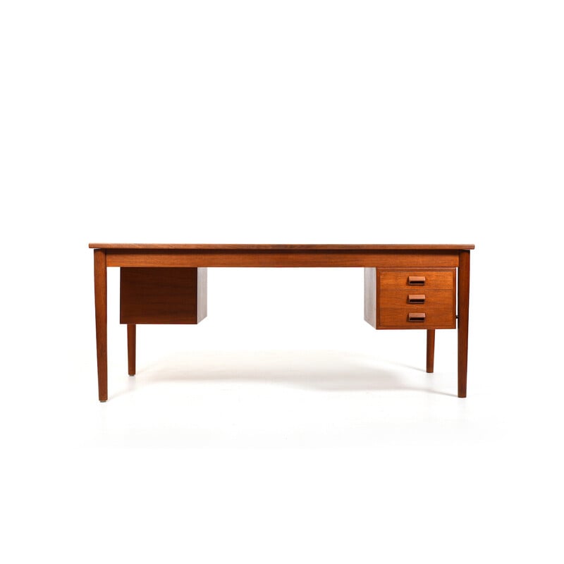 Scrivania doppia in teak vintage di Børge Mogensen, Danimarca, 1950