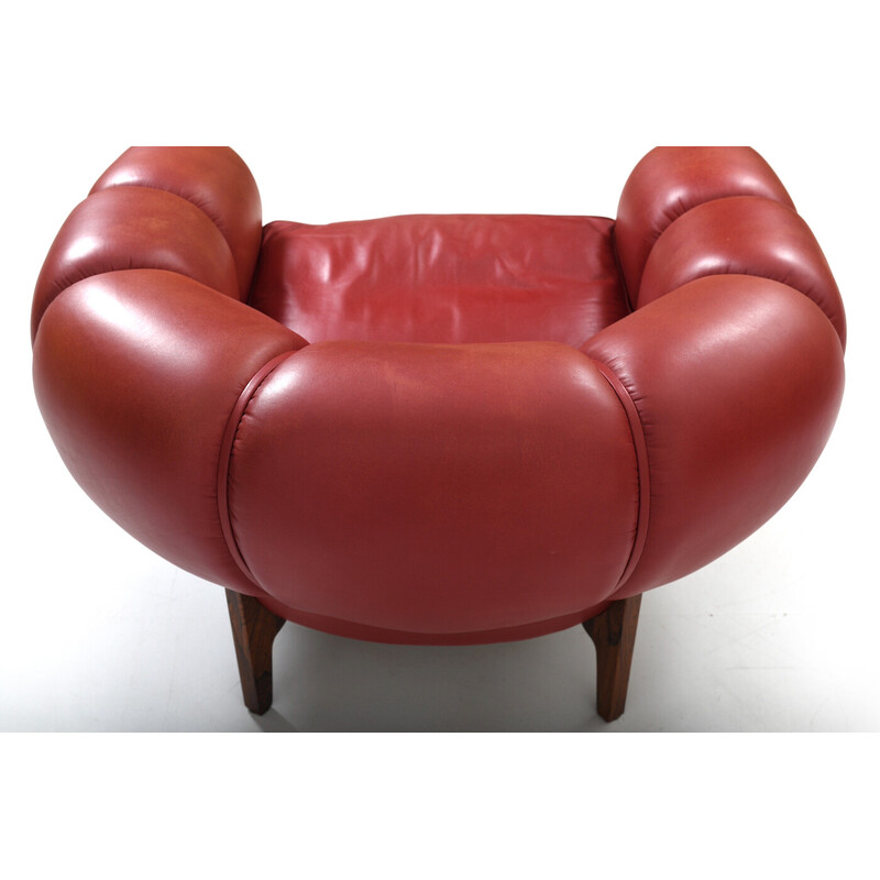 Danish vintage "Croissant" armchair by Illum Wikkelsø for Holger Christiansen, 1950s