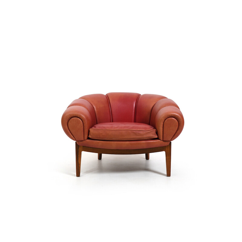 Deense vintage "Croissant" fauteuil van Illum Wikkelsø voor Holger Christiansen, jaren 1950