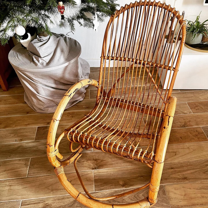 Cadeira de balanço Vintage rattan de Rohe Noordwolde