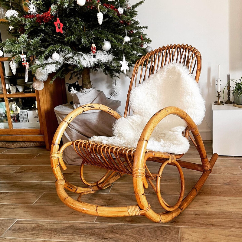 Cadeira de balanço Vintage rattan de Rohe Noordwolde