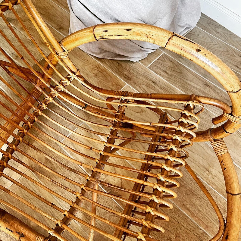 Vintage rattan rocking chair by Rohe Noordwolde