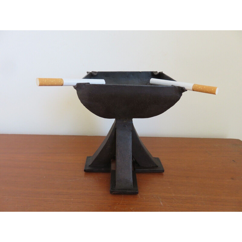 Vintage steel quadripod ashtray, France 1970