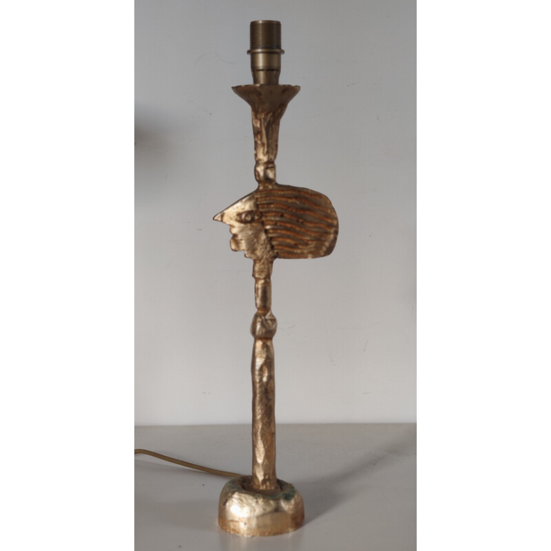 Lámpara de sobremesa vintage de bronce dorado de Pierre Casenove