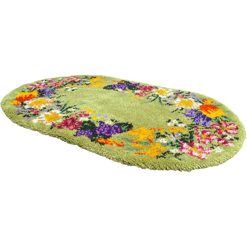 Vintage oval wool rug, 1970s