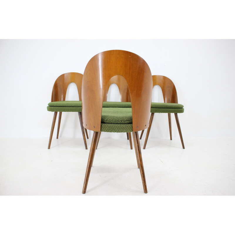 Conjunto de 4 cadeiras de jantar vintage em nogueira por Antonin Suman, Checoslováquia nos anos 60
