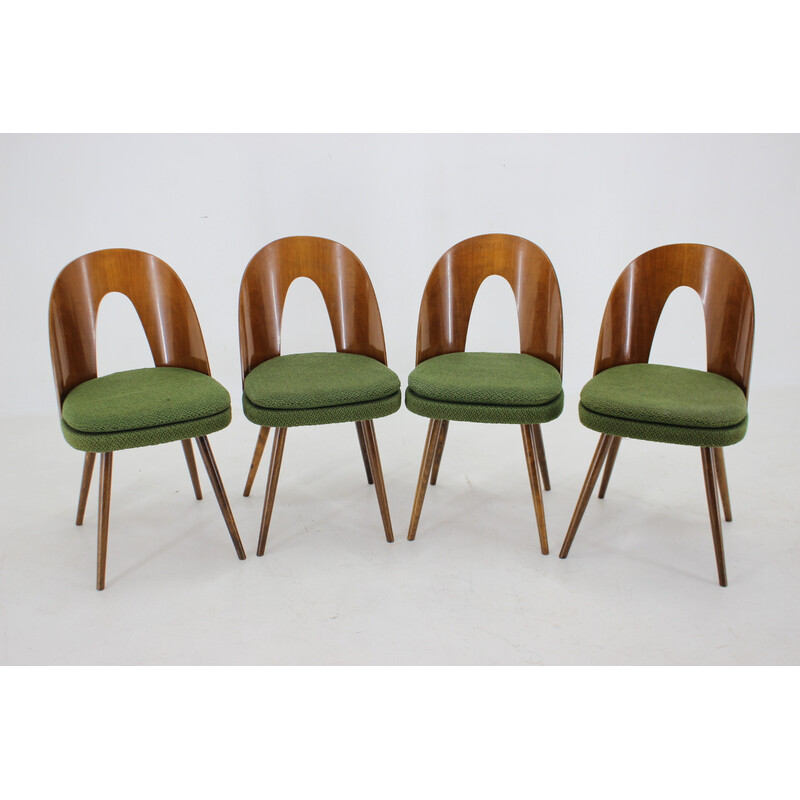 Set of 4 vintage dining chairs in walnut by Antonin Suman, Czechoslovakia 1960s