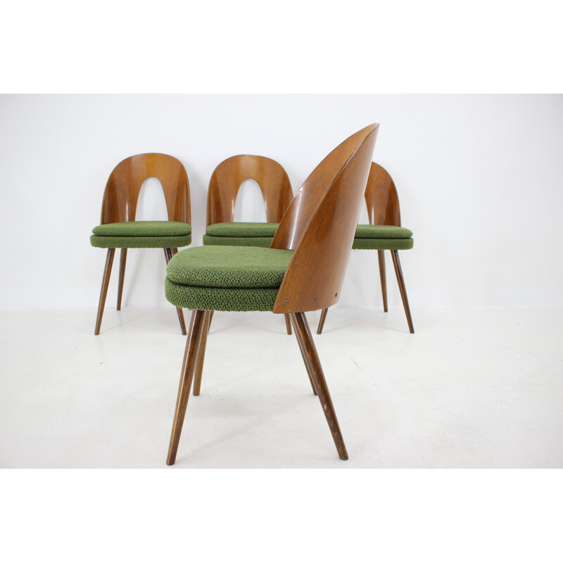 Set of 4 vintage dining chairs in walnut by Antonin Suman, Czechoslovakia 1960s