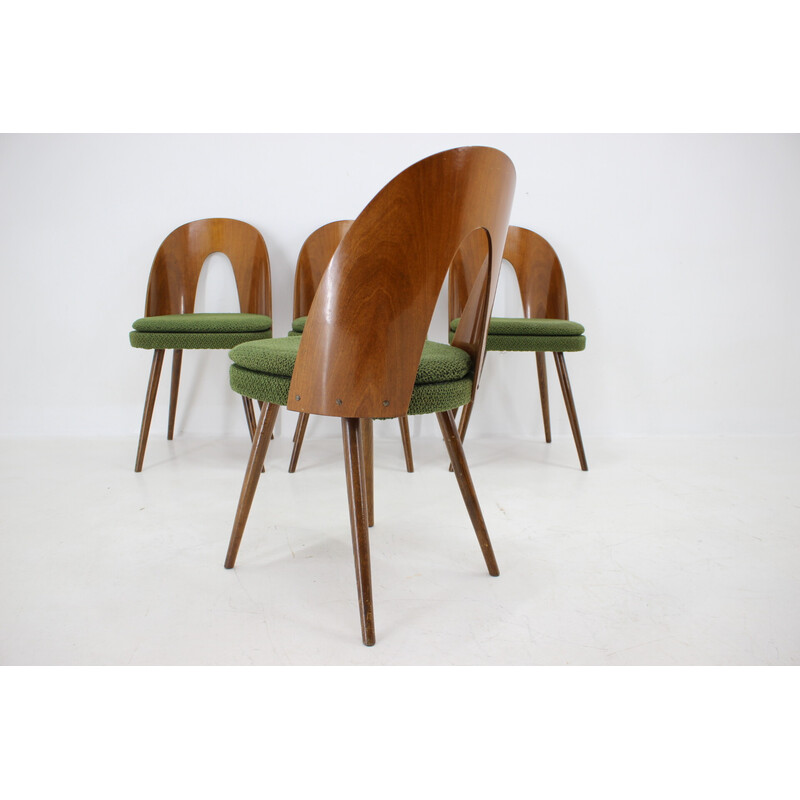 Conjunto de 4 cadeiras de jantar vintage em nogueira por Antonin Suman, Checoslováquia nos anos 60