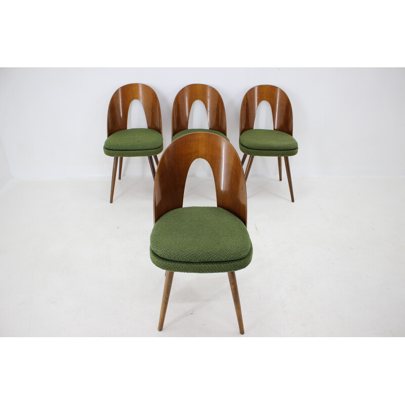 Set of 4 vintage dining chairs in walnut by Antonin Suman, Czechoslovakia 1960s