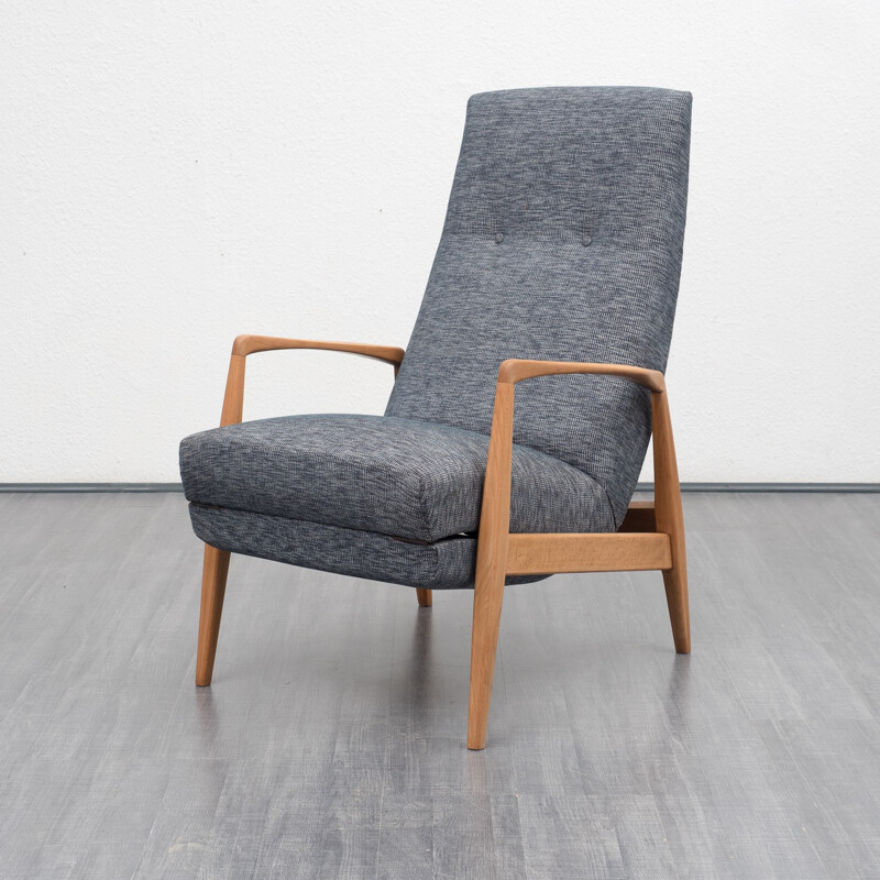 Grey relax chair, newly covered - 1960s