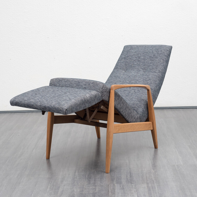 Grey relax chair, newly covered - 1960s