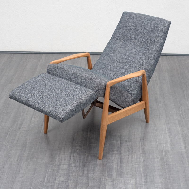 Grey relax chair, newly covered - 1960s