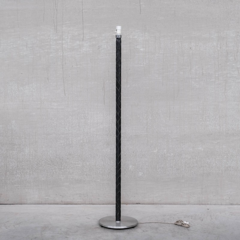 Vintage Danish black leather floor lamp by Jo Hammerborg, 1968