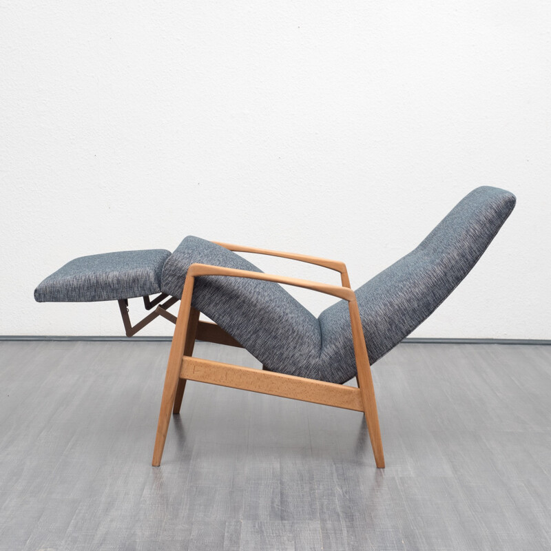 Grey relax chair, newly covered - 1960s