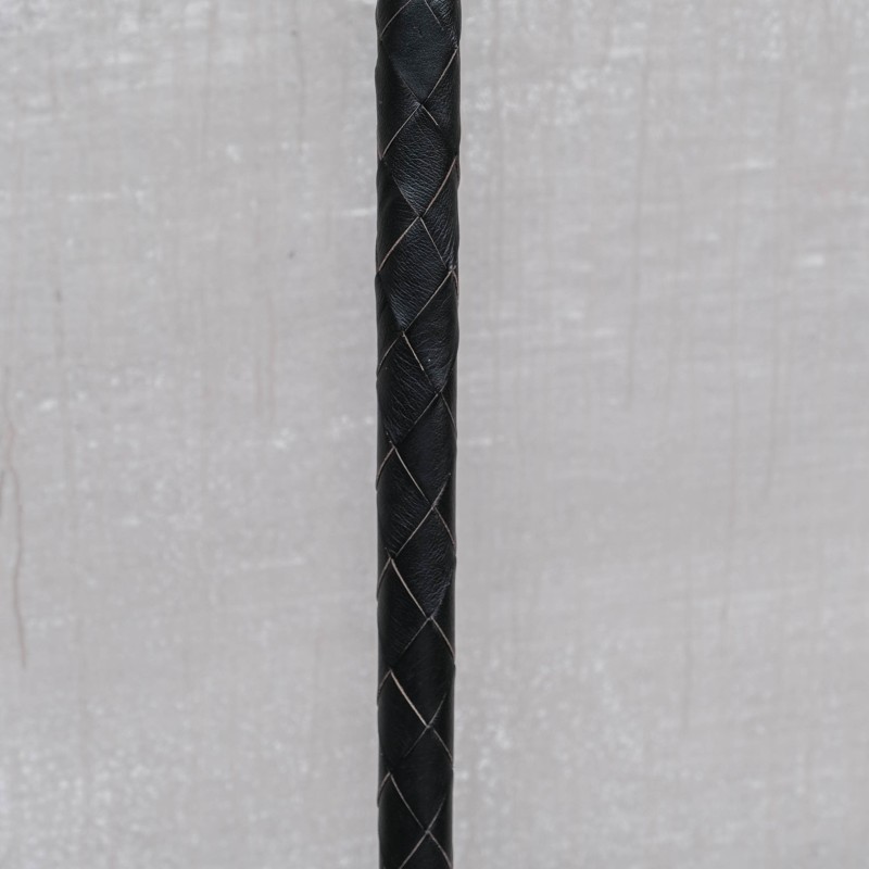 Lámpara de pie danesa vintage de cuero negro de Jo Hammerborg, 1968