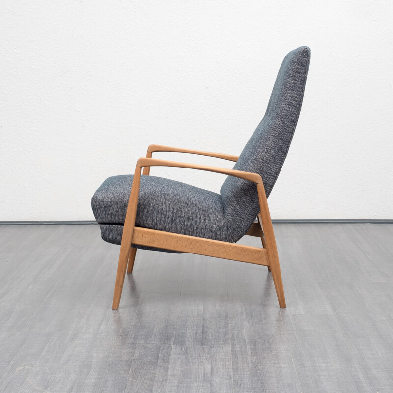 Grey relax chair, newly covered - 1960s