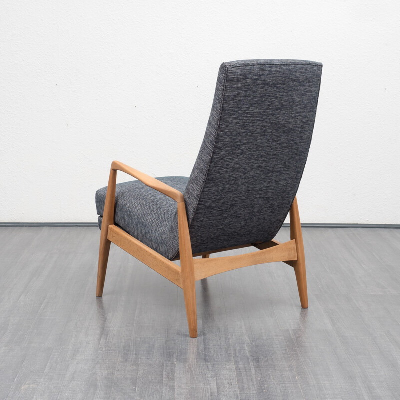 Grey relax chair, newly covered - 1960s