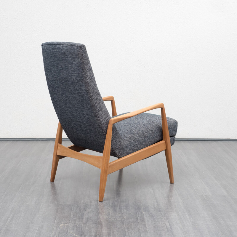 Grey relax chair, newly covered - 1960s