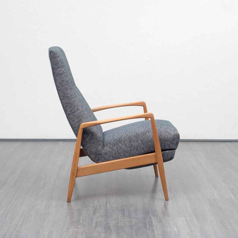 Grey relax chair, newly covered - 1960s