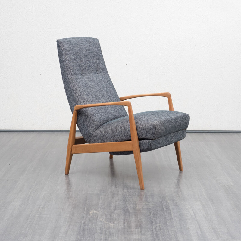 Grey relax chair, newly covered - 1960s