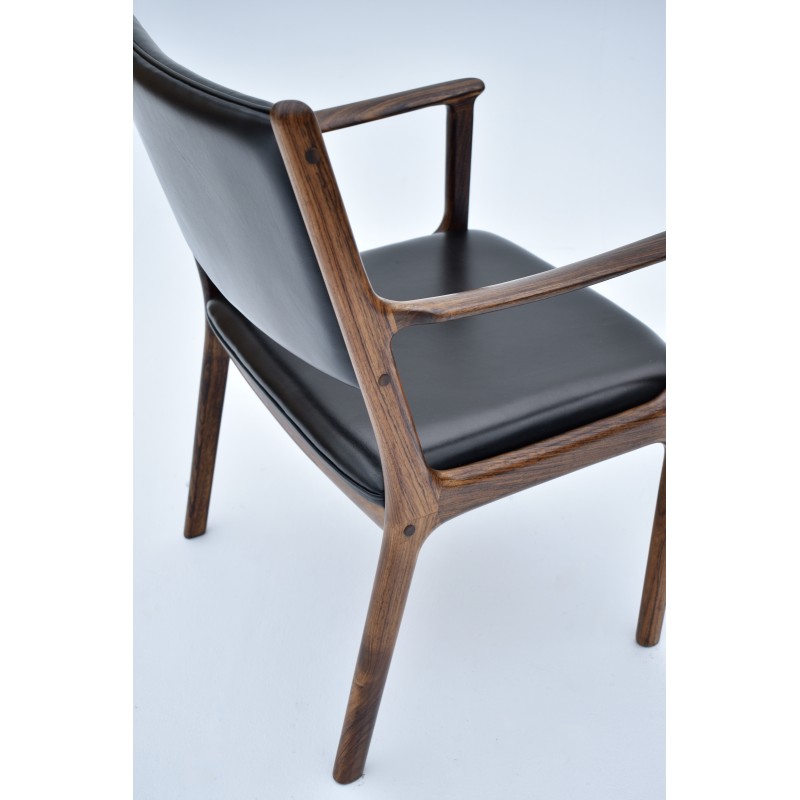 Mid century Danish model Pj412 rosewood and leather armchair by Ole Wanscher for P. Jeppesen