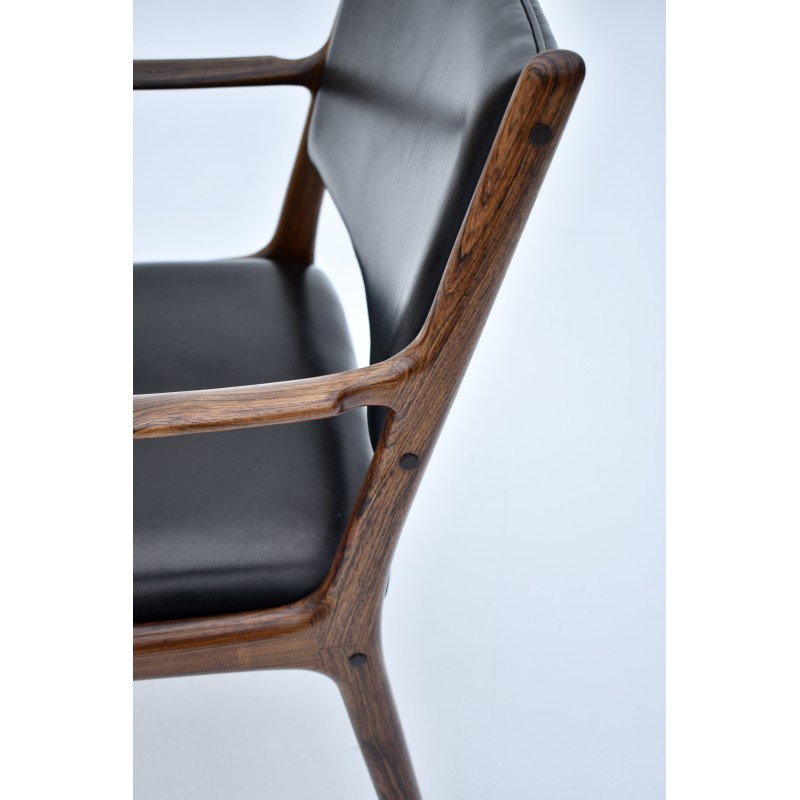 Mid century Danish model Pj412 rosewood and leather armchair by Ole Wanscher for P. Jeppesen
