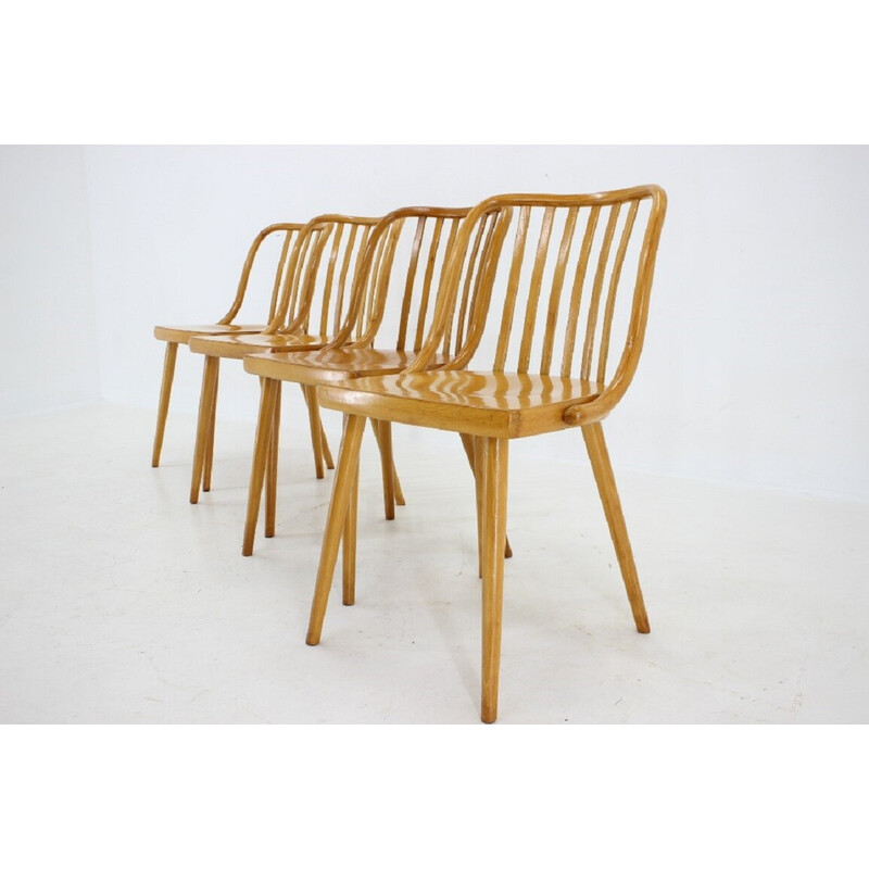 Set of 4 vintage beechwood dining chairs by Antonin Suman, Czechoslovakia 1960s